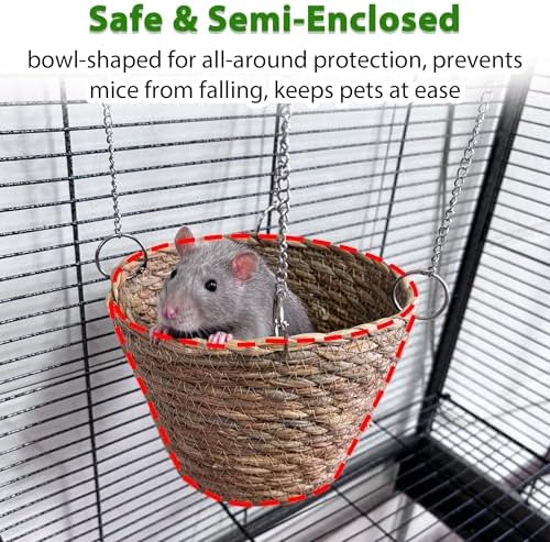 Elevated natural hideout for small animals showing secure metal hook attachments.