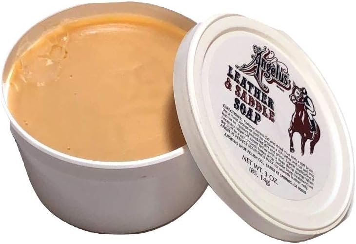 Angelus smooth leather cleaner and softener paste for restoring luxury leather luggage.