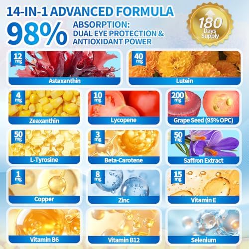 Supplement facts label on VivoNu 14-in-1 softgels bottle showing microalgae and marigold ingredients