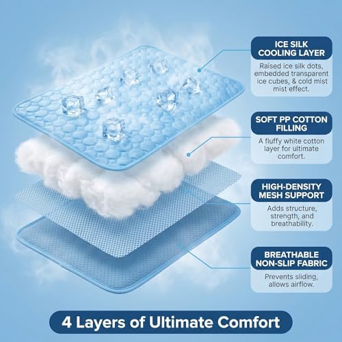 PawLab extra large cooling mat placed inside a dog crate for summer comfort