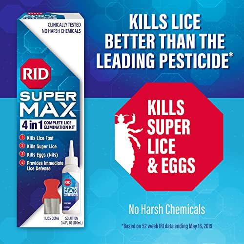 Back label of RID Super Max kit with ingredients and 15 minute treatment instructions.