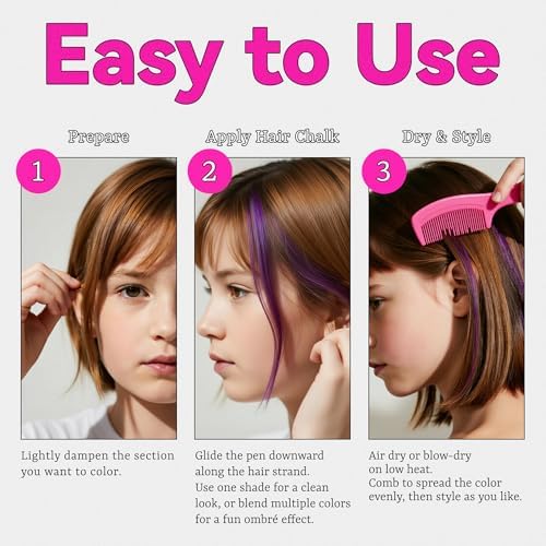 Fun gift set of washable hair chalk pens for girls