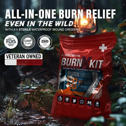Everlit survival burn kit contents for hiking and camping safety