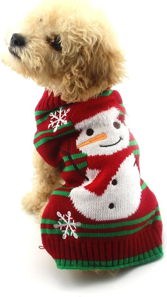 NACOCO dog snow sweater snowman holiday knitwear front view