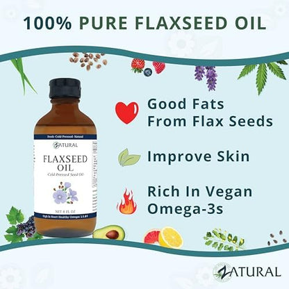 Zatural organic cold pressed flaxseed oil for natural skincare and hair