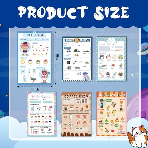 Children using restaurant themed role play notepad