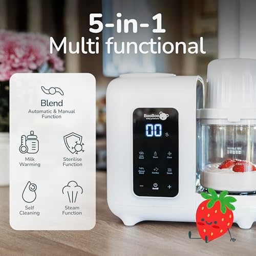 Premium UK brand infant food blender preparing fresh vegetable puree