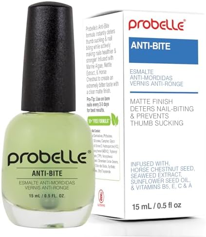 Clear matte finish no bite nail polish for kids and adults applied on fingernails.