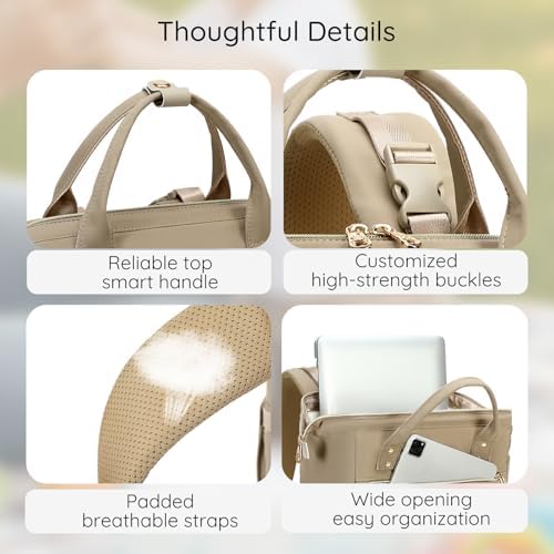 AIJIEKE multifunctional diaper bag attached to a baby stroller handle using built in stroller straps