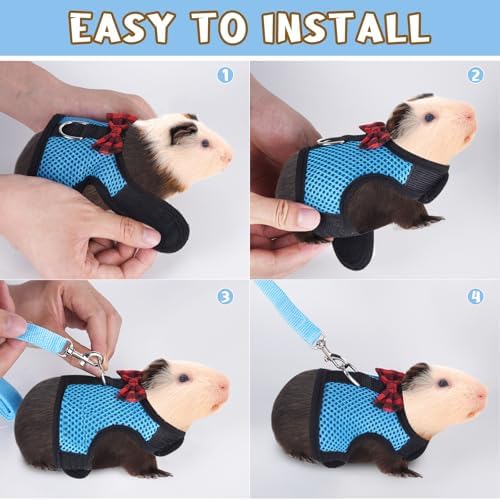 Two pack bundle of YiePhiot small pet harnesses in blue and black