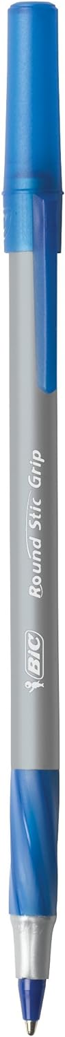 BIC Round Stic Grip Xtra Comfort Blue Ballpoint Pens, Medium Point (1.2mm), 12-Count Pack, Excellent Writing Pens With Soft Grip for Superb Comfort and Control - Image 2