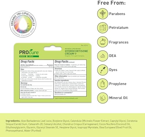 Close up of PROcure hydrocortisone tube showing maximum strength 1 percent label