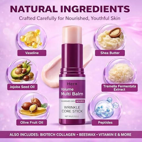 Viareline calcium multi balm stick packaging with list of key moisturizing ingredients