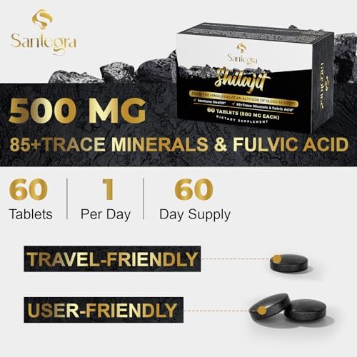 High altitude sourced trace mineral shilajit dietary supplement bottle for stamina