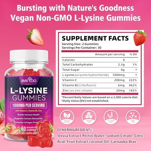 Bvivloo L-Lysine supplement bottle nutritional label