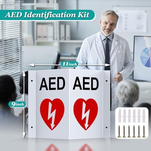 ZIPOWEY 3D projecting AED wall sign showing V-shape for 180-degree visibility.