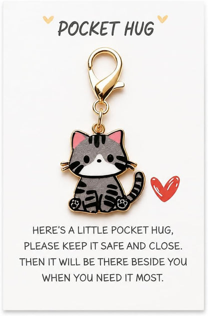 Detailed view of cat charm metal construction