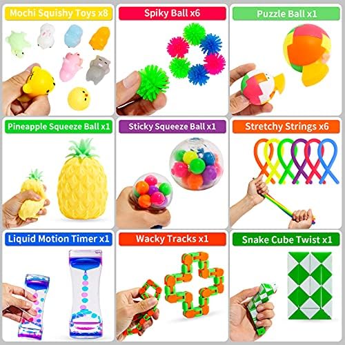 Projoyou fidget pack including magic rainbow ball and flippy chain