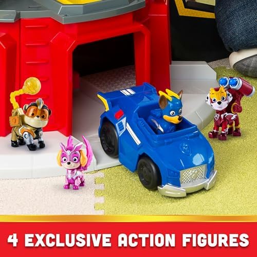 Detailed shot of the working telescope and elevator lift mechanism on the top deck of the authentic Paw Patrol playset.