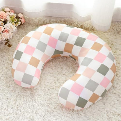 Dilimi checkerboard nursing pillow cover on nursery sofa