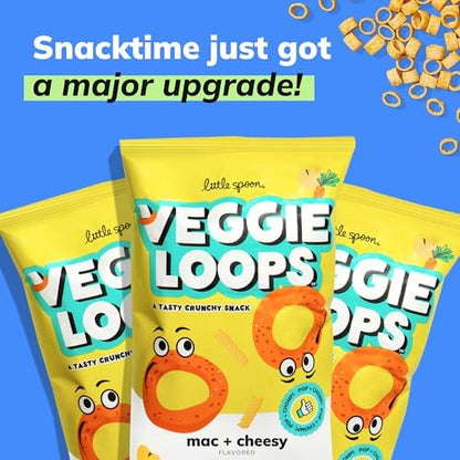 Side profile of Little Spoon baked snack bag displaying the three grams protein and avocado oil badges.