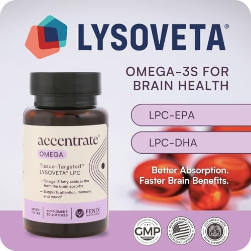 Accentrate Omega W Lysoveta LPC bottle with softgels spread