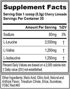 Evlution Nutrition BCAA5000 cherry limeade flavor supplement label details