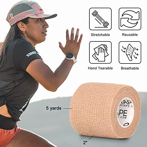 Colorful rolls of self adhesive elastic bandage tape for sports and first aid support