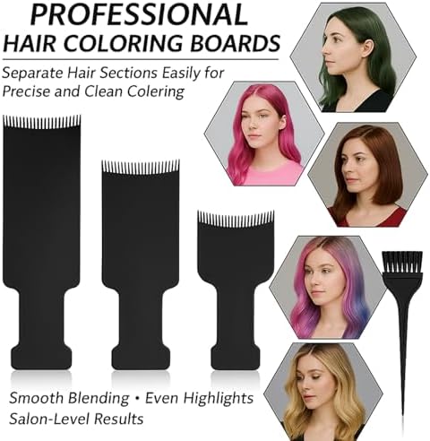 Durable black plastic balayage boards and tinting tools