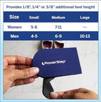 Side view of PowerStep heel lift demonstrating peel-away layers for customizable elevation.