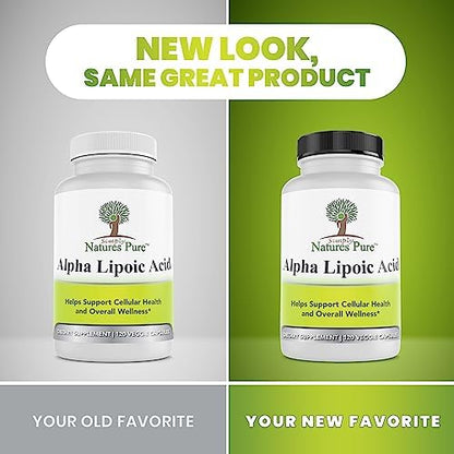 Simply Natures Pure ALA 600mg supplement bottle label details