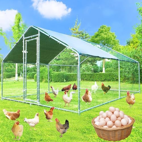 Large Chicken Coop Metal Chicken Runs for Yard with Cover Outdoor Pet Pens Poultry Cage Duck Rabbit House Backyard Use - Image 2
