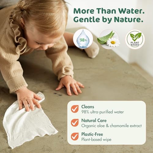 Naty natural water wipes showing botanical aloe vera and chamomile ingredients label