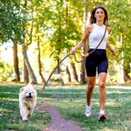 Hands free crossbody dog leash usage demonstration