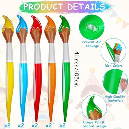 Oversized multi color blow up paint brush party props set