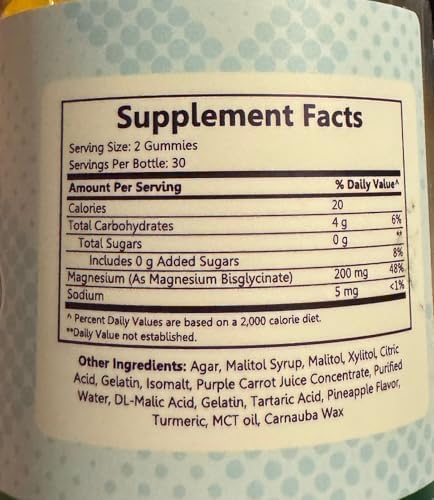 Wholesome Health 200mg magnesium dietary supplement nutritional label and ingredients