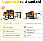 Portable Chicken Coop Poultry Cage with Wheels, Wooden Chicken Coop for 4-8 Chickens, Nesting Box, Pull-Out Tray, Ventilated Windows, Asphalt Weatherproof Roof, 83.3" L x 31.1" W x 41.6" H, Yellow - Image 8