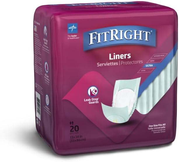 Side angle of Medline green 13 by 30 inches heavy absorbency liner packs