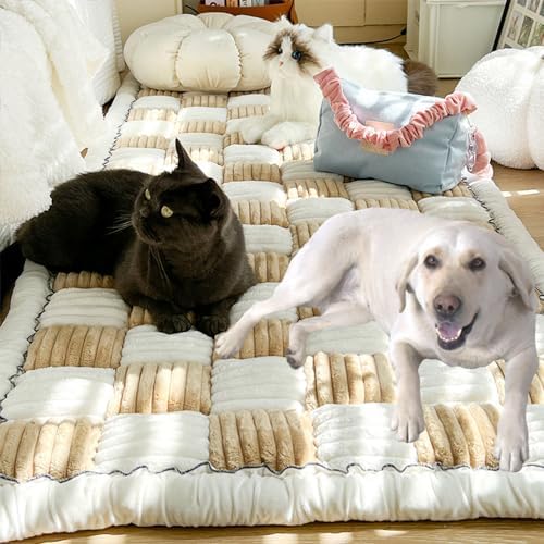 Awjcsv washable dog mat dense flannel fabric plaid texture detail