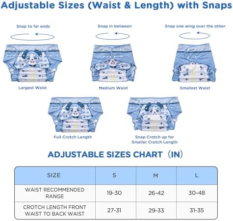 Adjustable snap details on LittleForBig reusable diaper cover