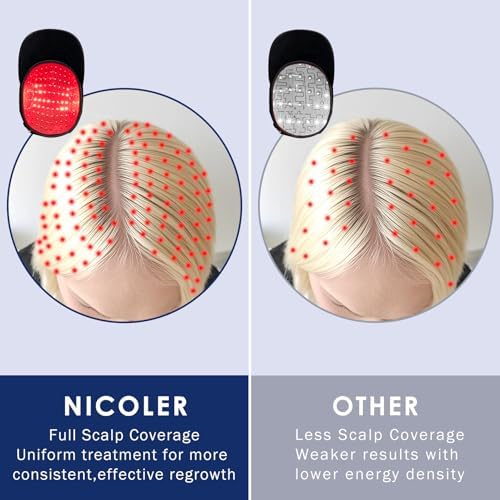 Nicoler laser hair growth device internal red light diodes