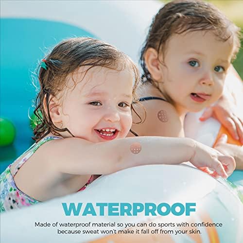 Waterproof anti itch patch applied on a child's arm outdoors
