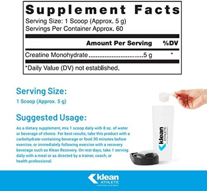 Klean Athlete Klean Creatine nutritional facts label