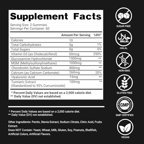 Full 120 count bottle of glucosamine chondroitin turmeric MSM gummies