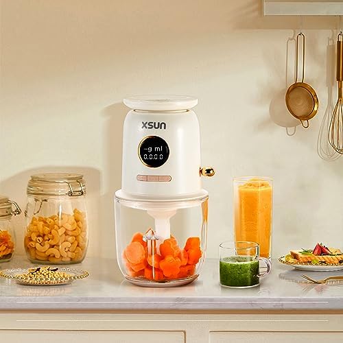 XSUN portable baby food blender set with food storage freezer tray and spatula details