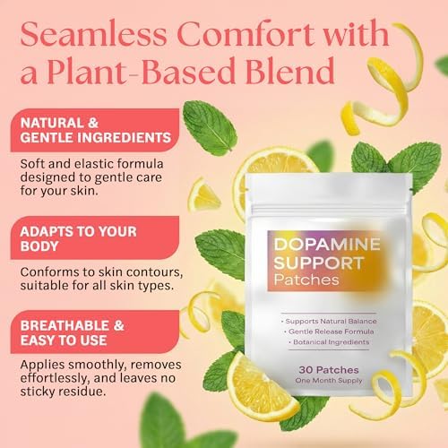 Authentic USA imported dopamine wellness patches packaging highlights detailing the lavender and mentha scent.