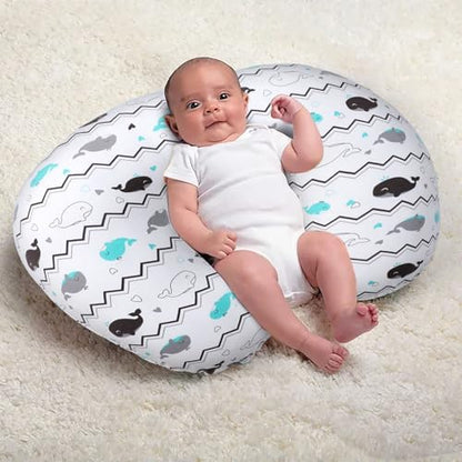Blue whale print nursing pillow cover set
