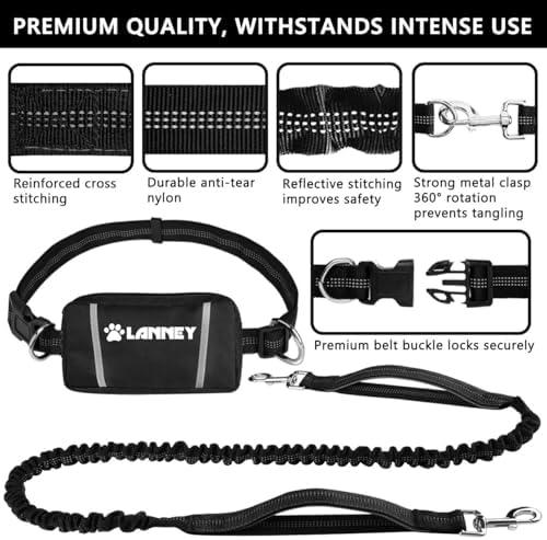 LANNEY dual handle dog leash showing close control neoprene grip