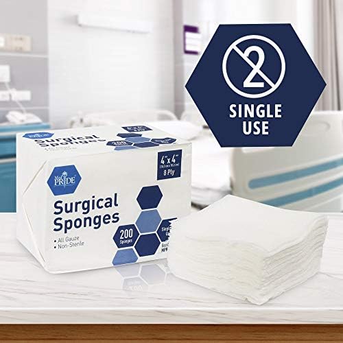 Med Pride non sterile gauze pads showing thick 8 ply woven cotton mesh texture