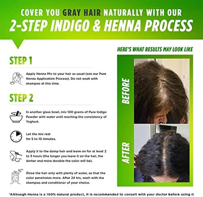 Premium imported indigo hair powder pouch for safe grey hair coverage